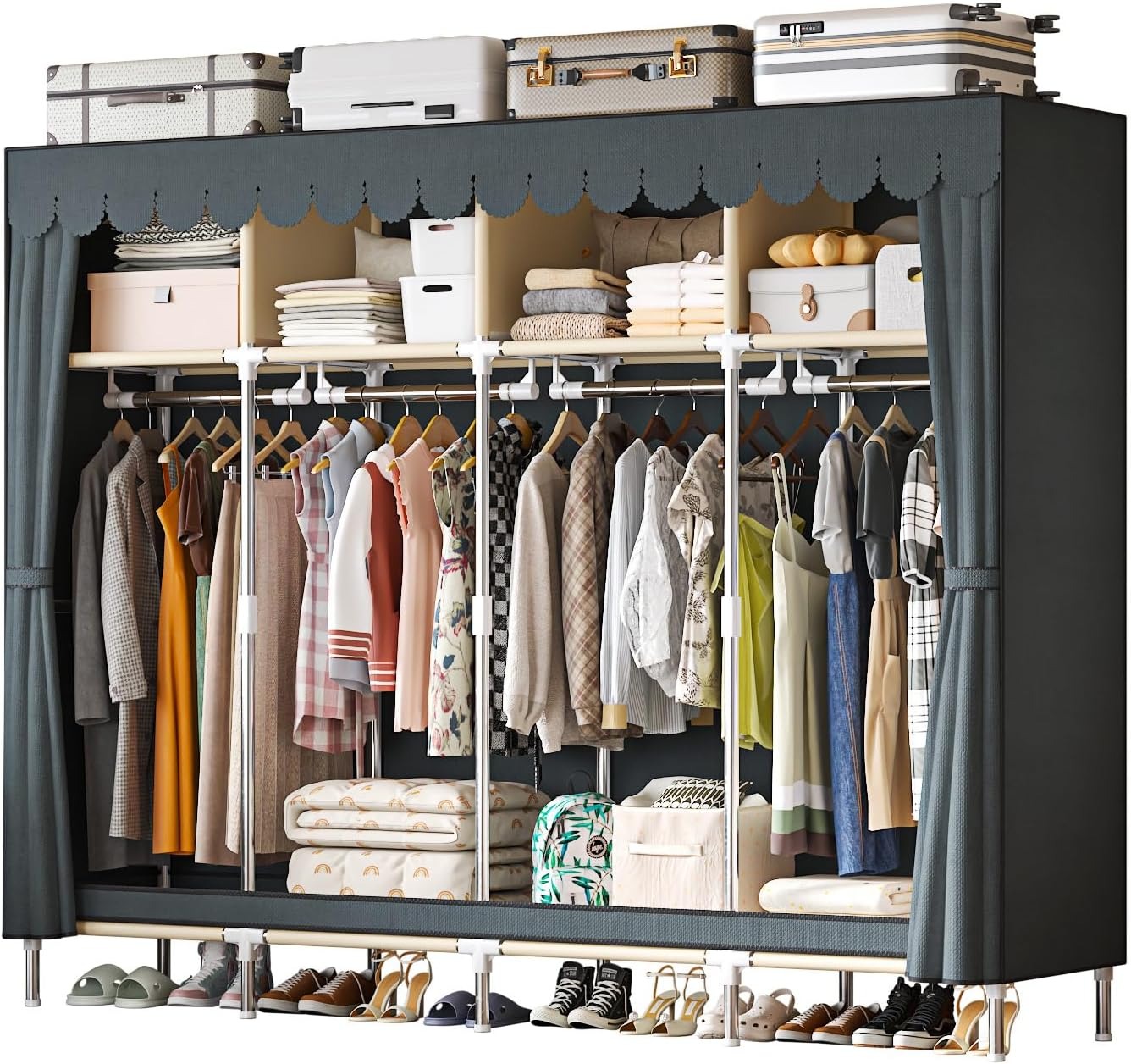 Wardrobe Closet Portable Fabric Cover - 79 Inch Extra Wide Walk-in Style