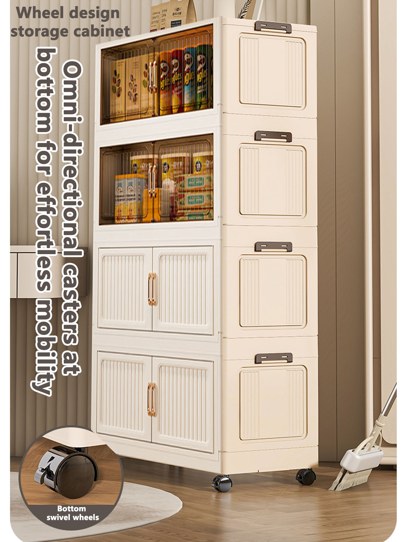Storage - No-Assembly Foldable Rolling Storage Cabinet –