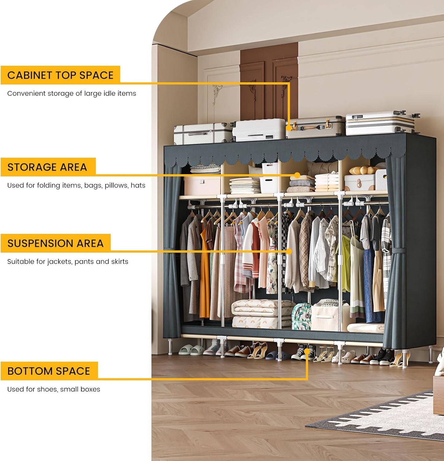 79 Inch Extra Wide Walk-in Sty - огляд і ціна Wardrobe Closet Portable Fabric Cover