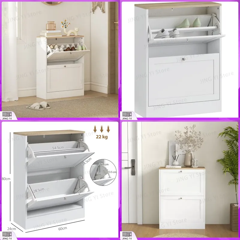 Narrow Shoe Cabinet with 2 Fli - огляд і ціна Shoe Rack Cabinet Narrow Entryway