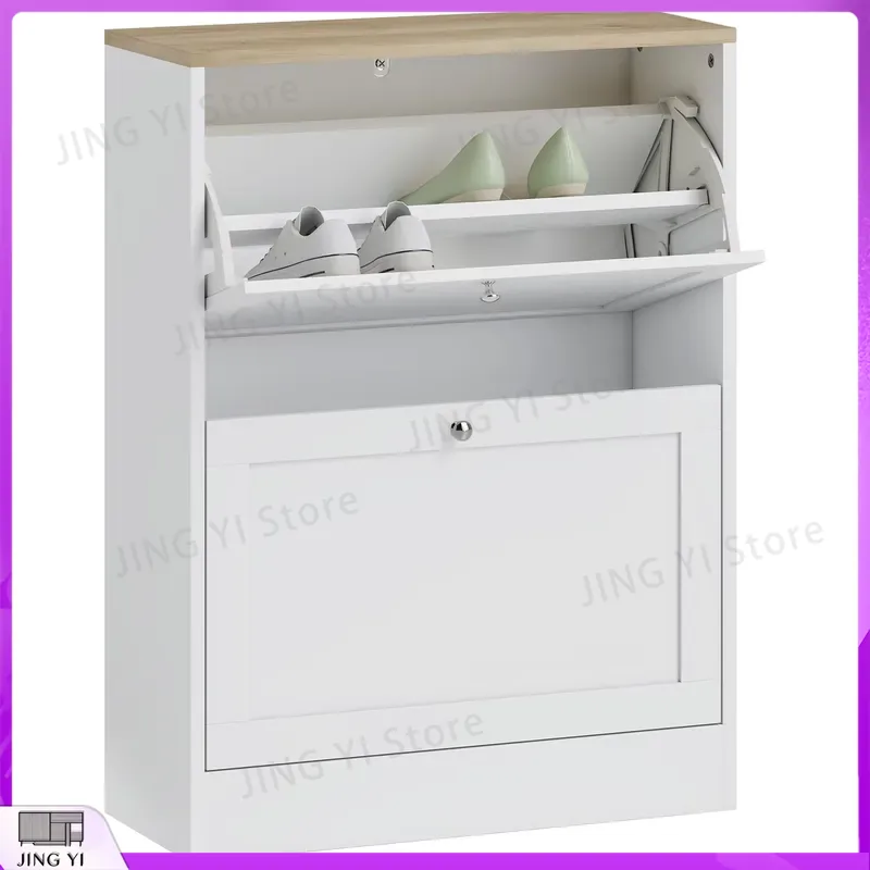 Narrow Shoe Cabinet with 2 Fli - огляд і ціна Shoe Rack Cabinet Narrow Entryway