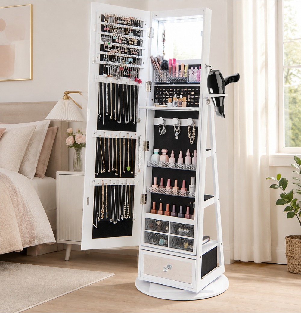 360° Swivel Jewelry Cabinet Ar - огляд і ціна Full Length Mirror Jewelry Armoire