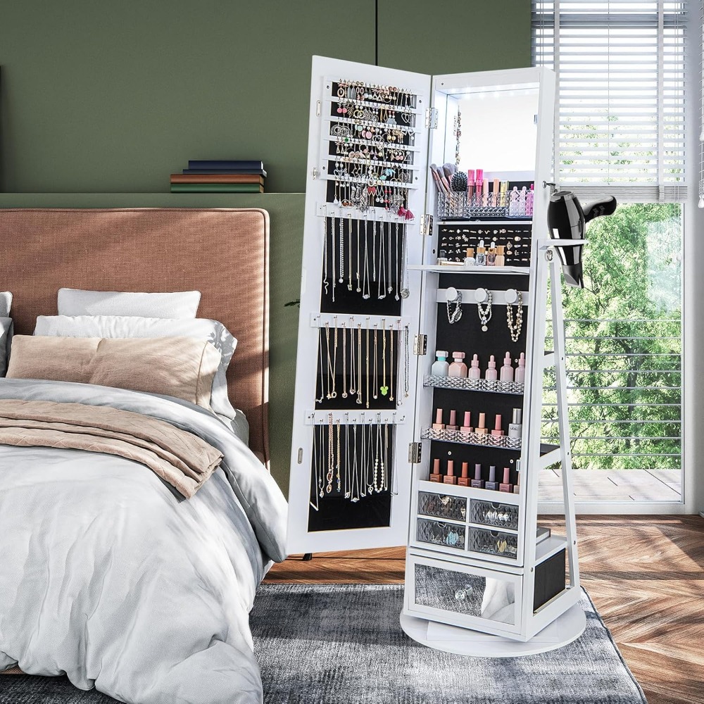 360° Swivel Jewelry Cabinet Ar - огляд і ціна Full Length Mirror Jewelry Armoire