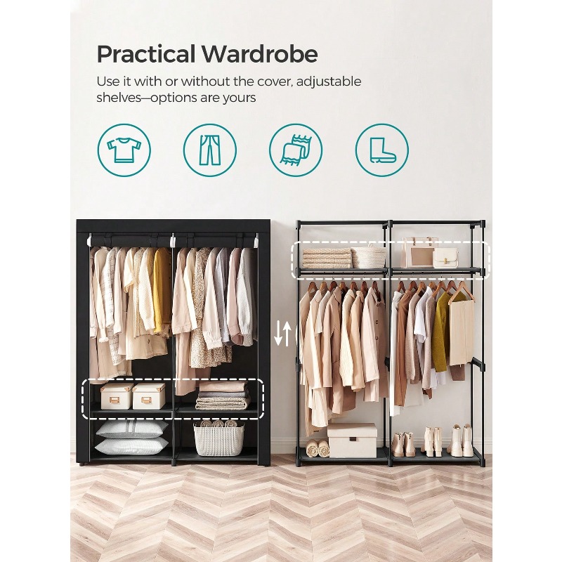 Black Closet Wardrobe, Portabl - огляд і ціна Wardrobe Closet Portable Fabric Cover