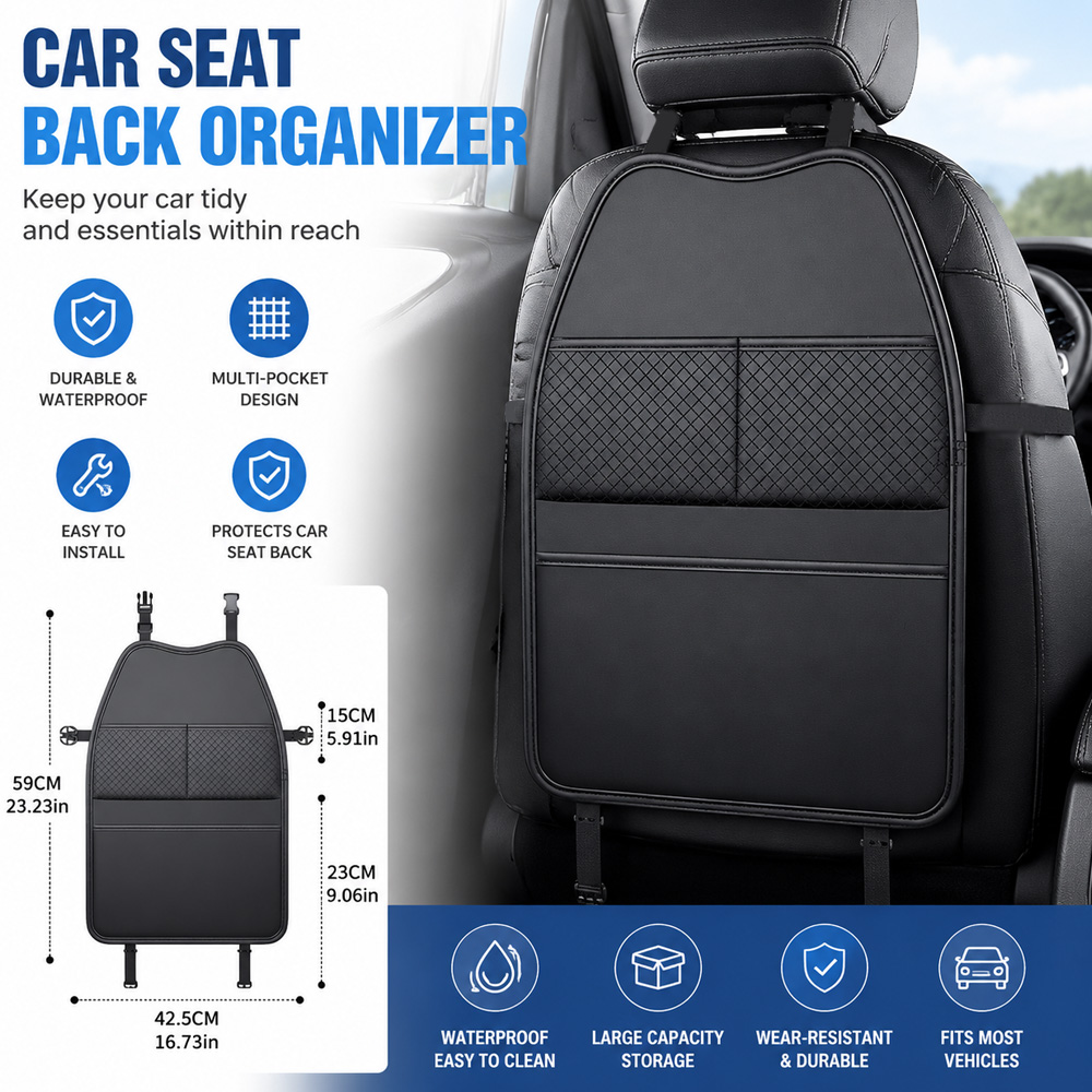 PU Leather Auto Seat Back Kick - огляд і ціна Storage