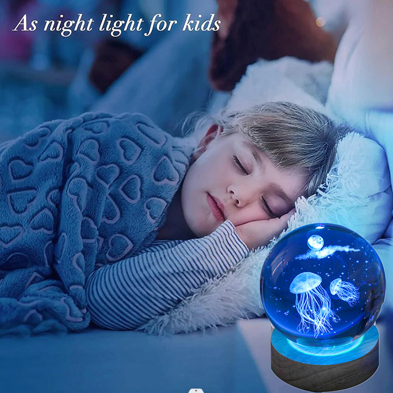 3D Jellyfish Laser engraved cr - огляд і ціна Floating Nightstand With Led Light