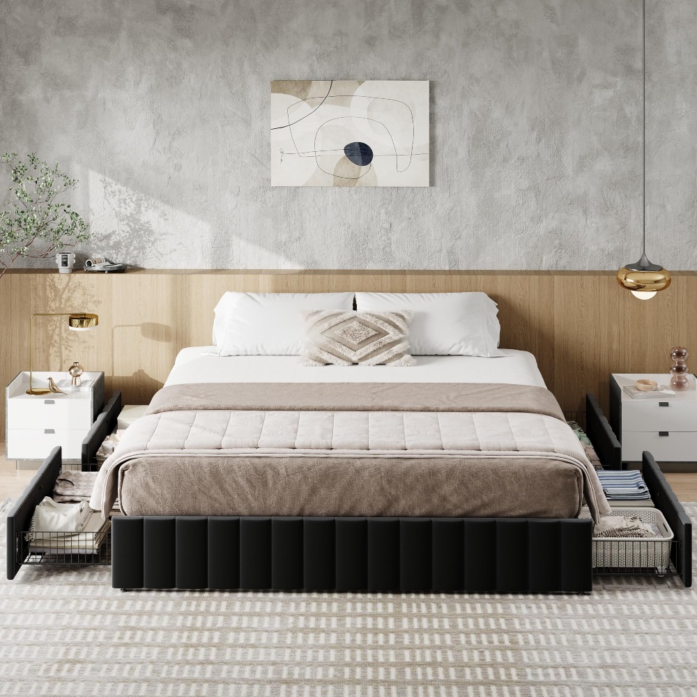 King Size Platform Bed Frame w - огляд і ціна King Size Bed Frame With Storage Drawers
