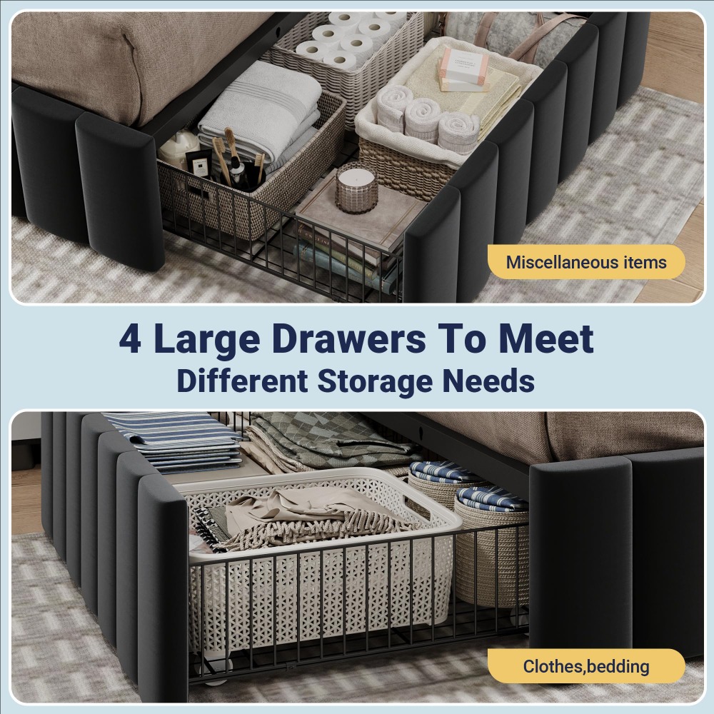 King Size Platform Bed Frame w - огляд і ціна King Size Bed Frame With Storage Drawers