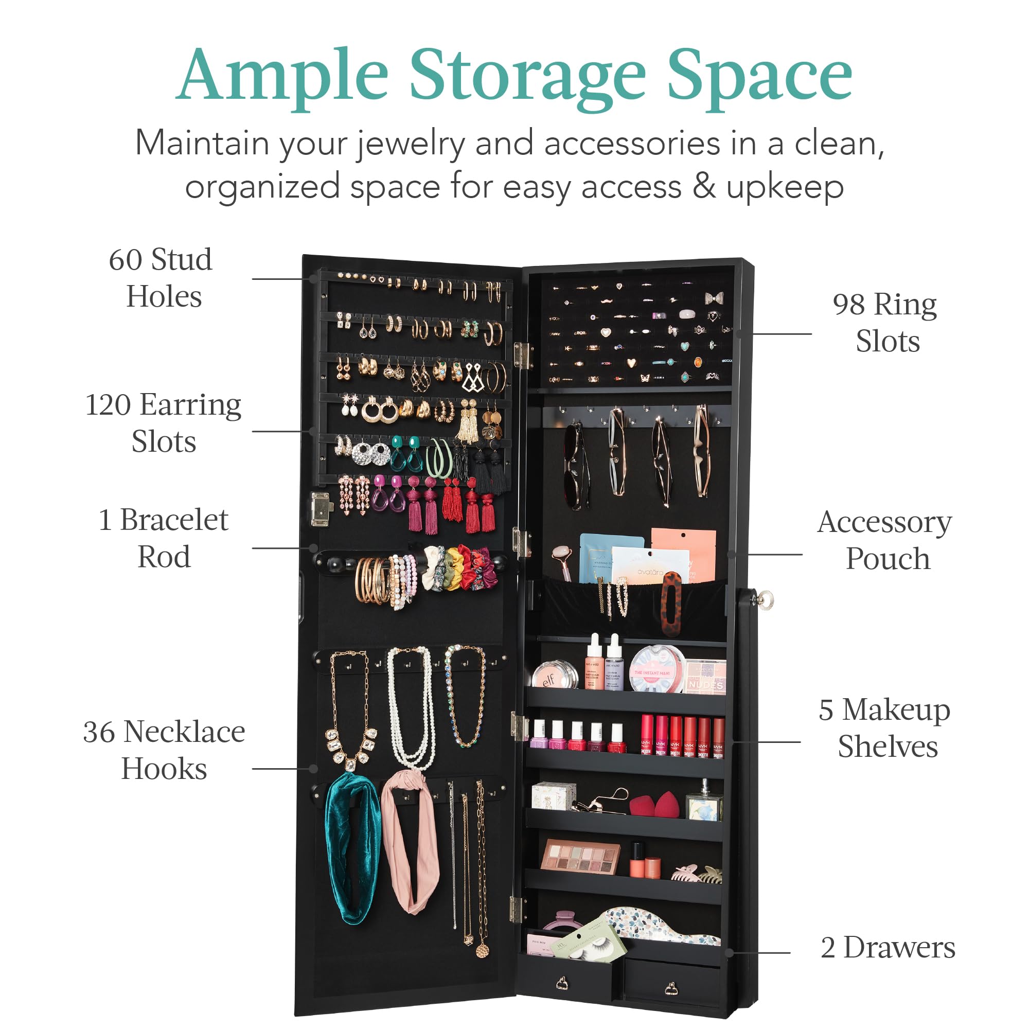 Freestanding Jewelry Armoire C - огляд і ціна Full Length Mirror Jewelry Armoire