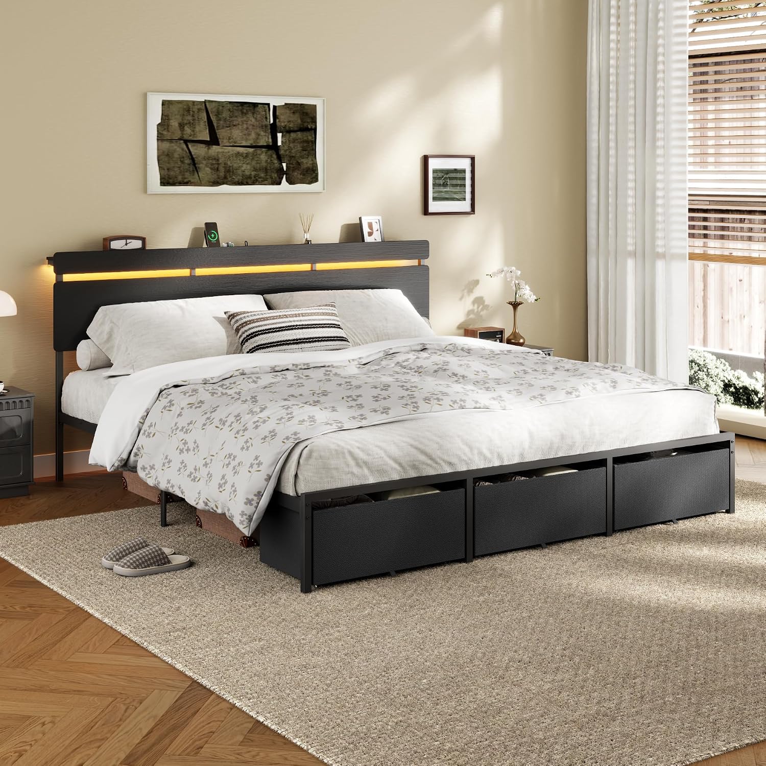 Forestell King Size Bed Frame  - огляд і ціна King Size Bed Frame With Storage Drawers
