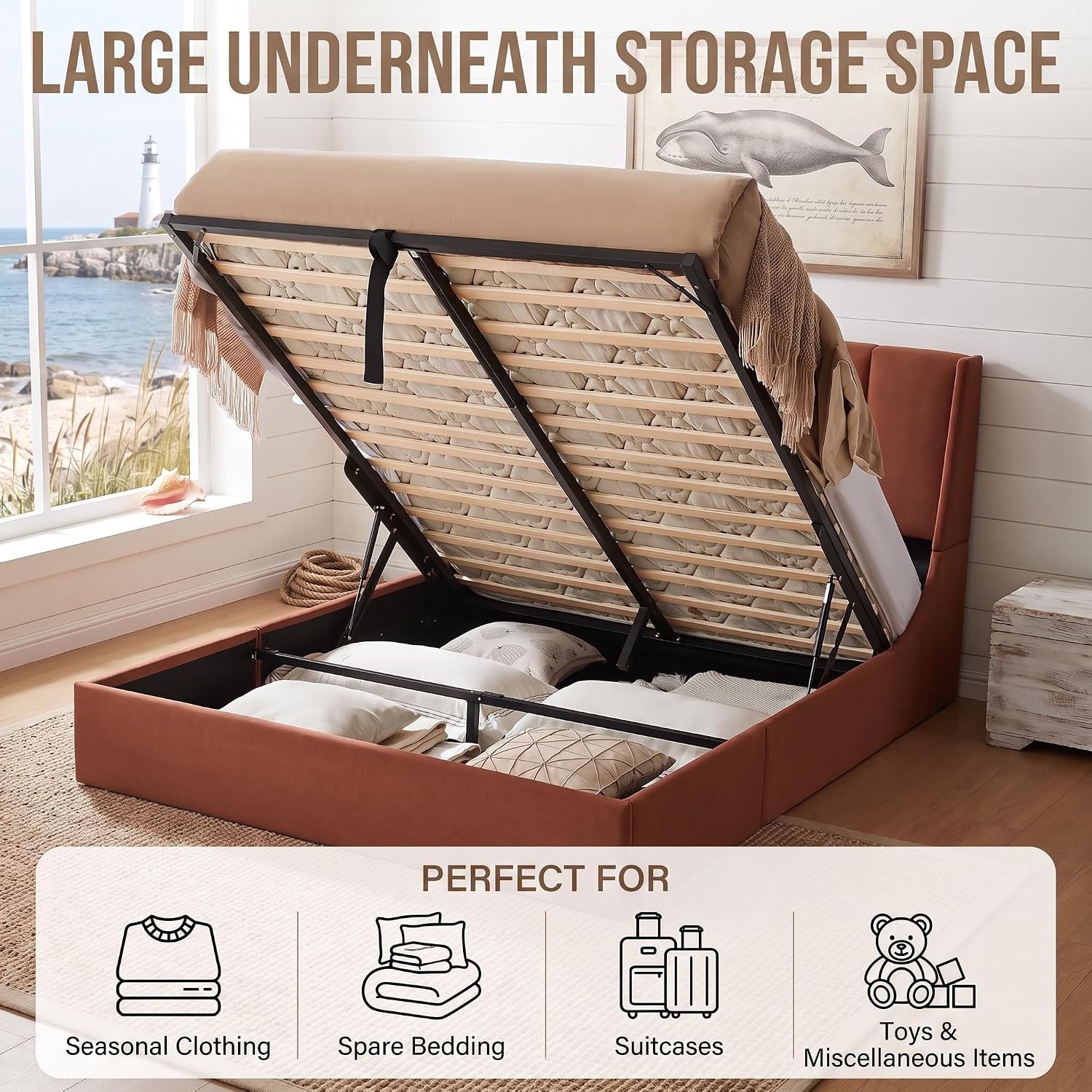 Queen Lift Up Storage Bed Fram - огляд і ціна Gas Lift Storage Bed Hydraulic