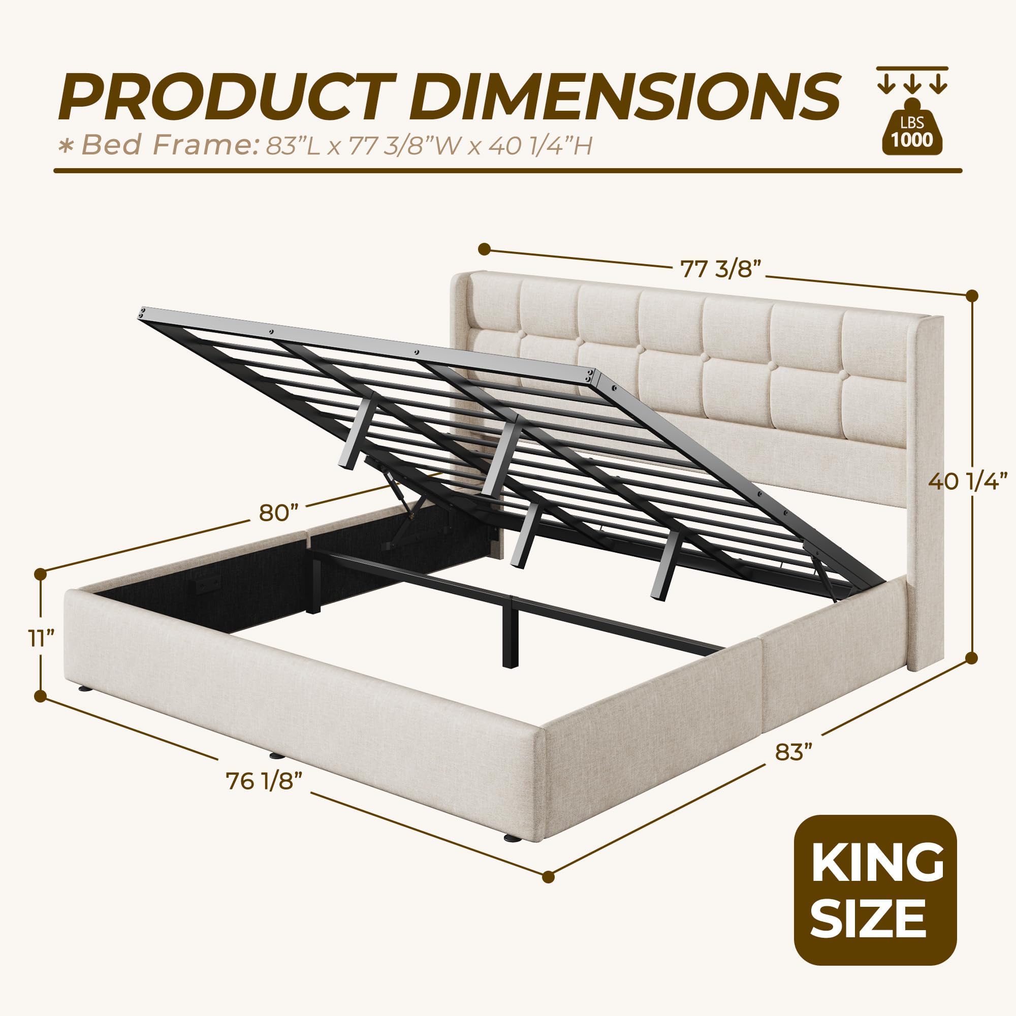 HIT King Size Lift Up Storage  - огляд і ціна Gas Lift Storage Bed Hydraulic