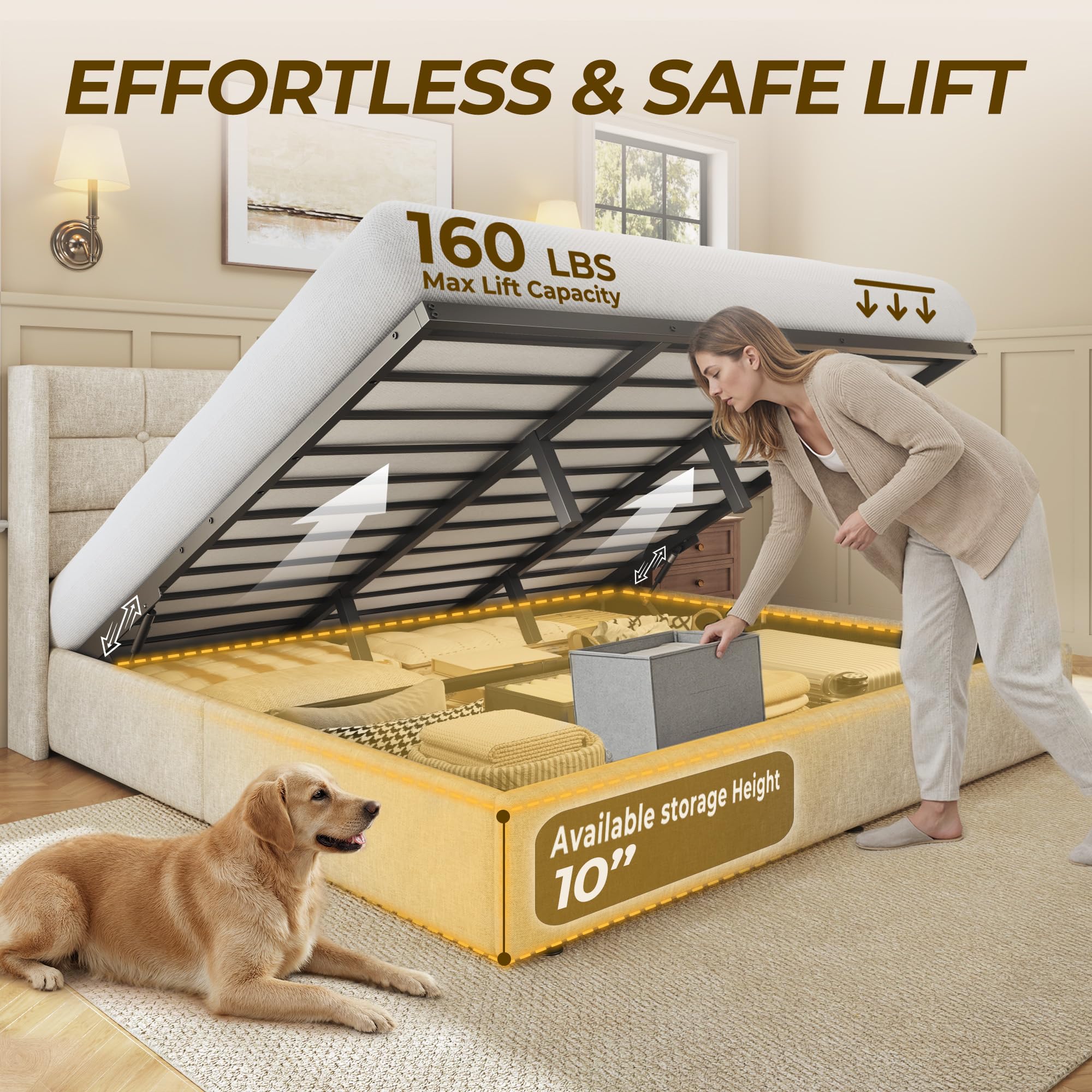 HIT King Size Lift Up Storage  - огляд і ціна Gas Lift Storage Bed Hydraulic