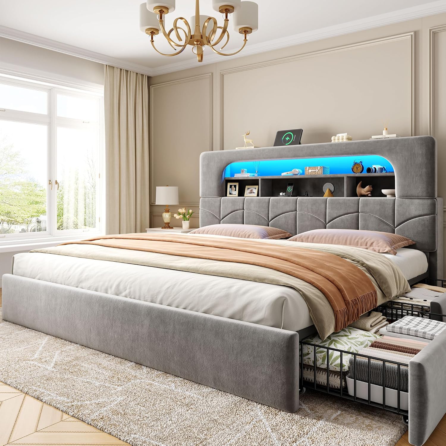 King Size Bed Frame with 4 Sto - огляд і ціна King Size Bed Frame With Storage Drawers