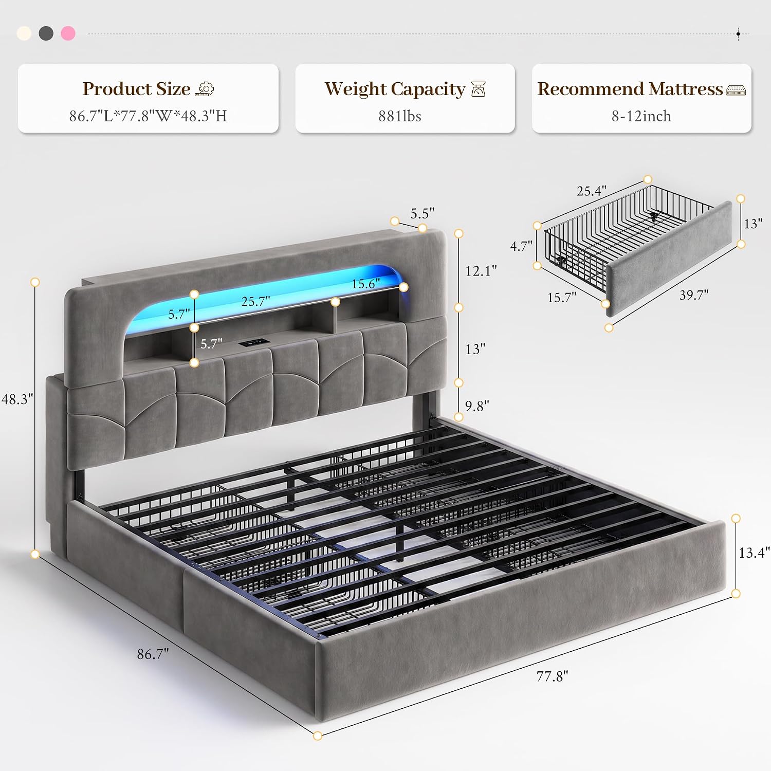 King Size Bed Frame with 4 Sto - огляд і ціна King Size Bed Frame With Storage Drawers