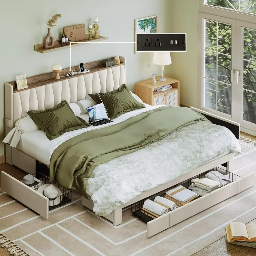 &King Size Bed Frame With Stor - огляд і ціна King Size Bed Frame With Storage Drawers